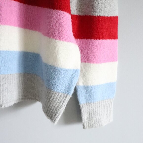 Bluenotes Women's Sz M Multicolored Striped Knit Crewneck Ribbed Stretch Sweater - Picture 7 of 10